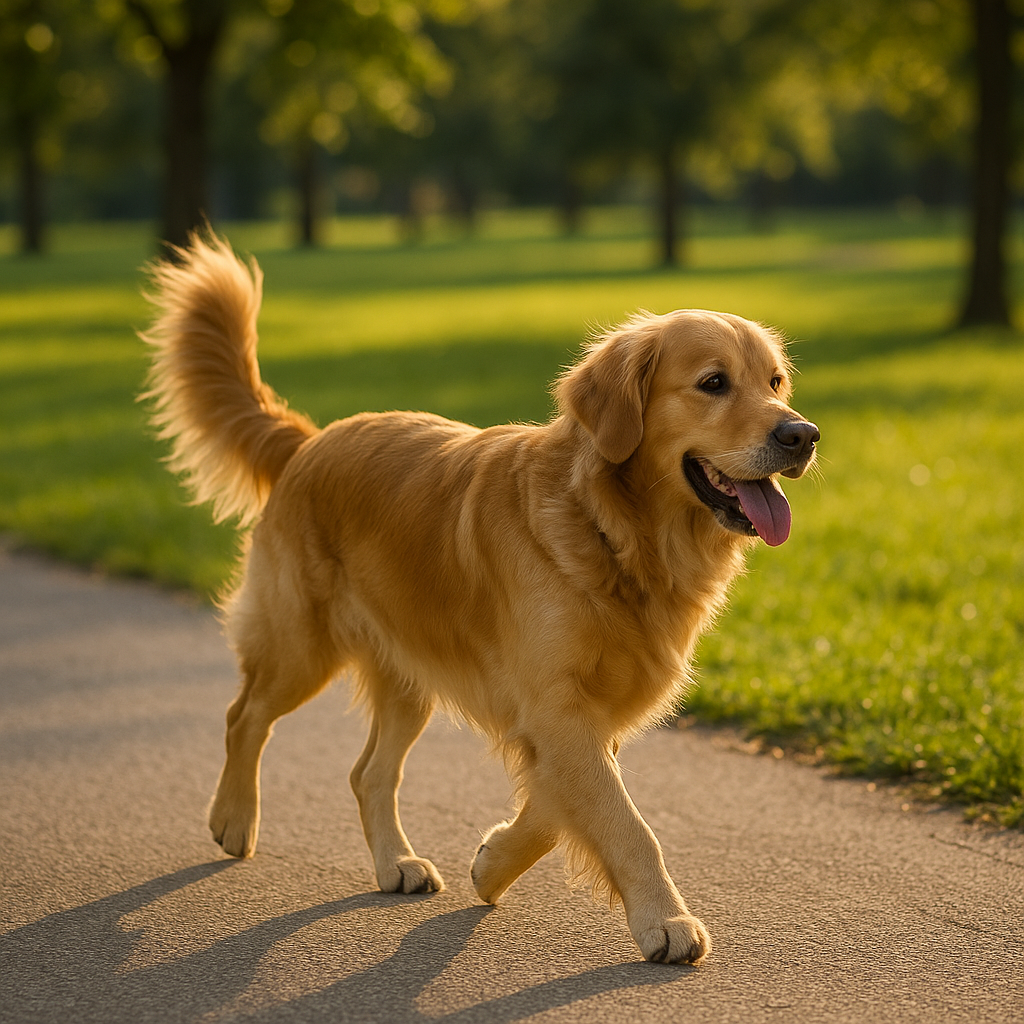 Dog walking at the park